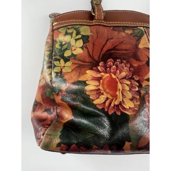 Patricia Nash Purse Floral Leather Brown Bag Poppy Spring Handbag Shoulder Tote - Picture 3 of 16